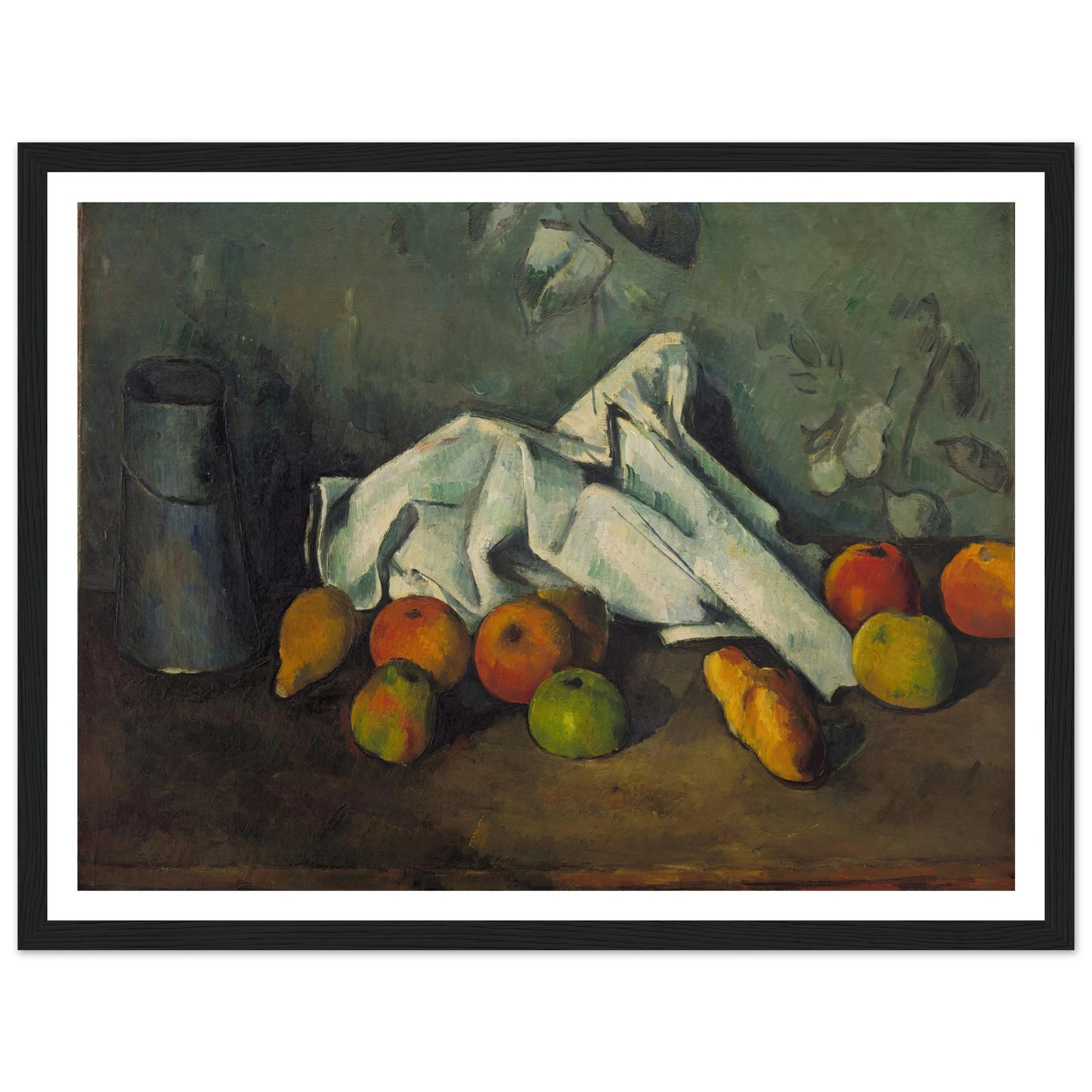 Milk Can and Apples (from 1879 until 1880) Art Print | Paul Cezanne - Framed Poster - 30x40 cm / 12x16″ - Black frame
