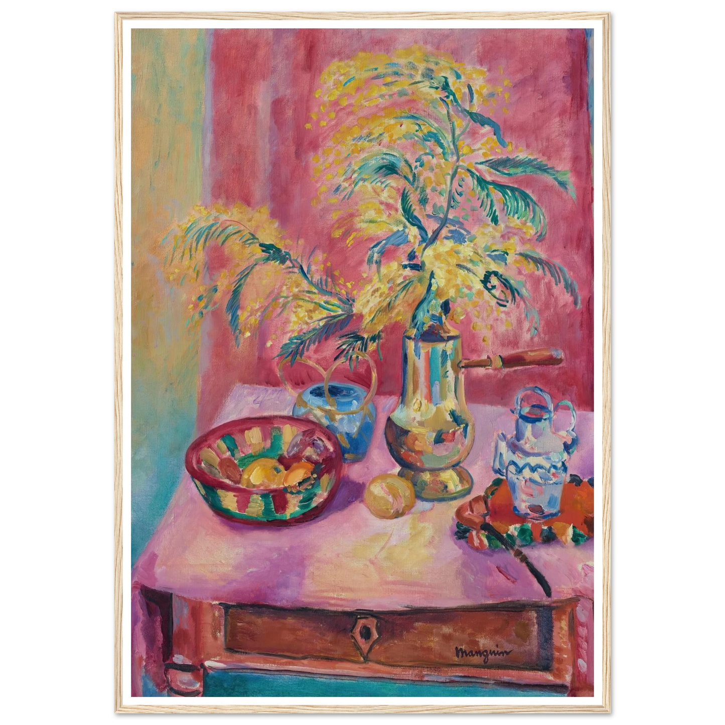 Mimosas dans la chocolatière (1919) Art Print | Henri Manguin - Framed Poster - 30x40 cm / 12x16″ - Black frame