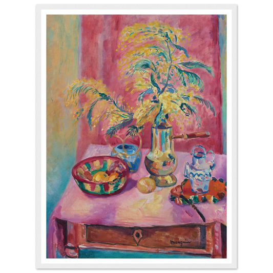 Mimosas dans la chocolatière (1919) Art Print | Henri Manguin - Framed Poster - 30x40 cm / 12x16″ - Black frame