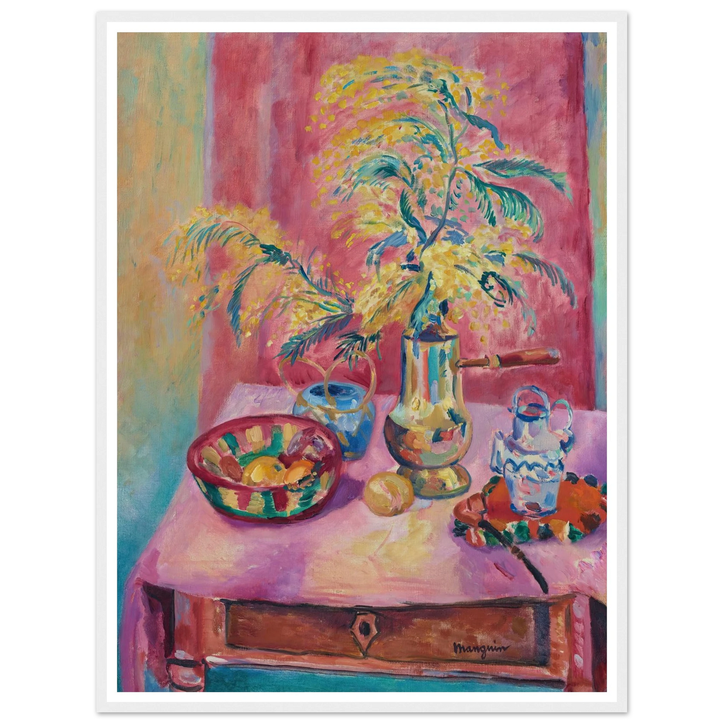 Mimosas dans la chocolatière (1919) Art Print | Henri Manguin - Framed Poster - 30x40 cm / 12x16″ - Black frame