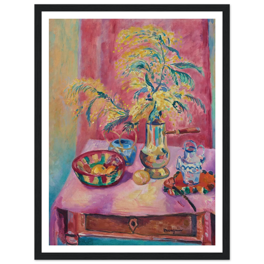 Mimosas dans la chocolatière (1919) Art Print | Henri Manguin - Framed Poster - 30x40 cm / 12x16″ - Black frame