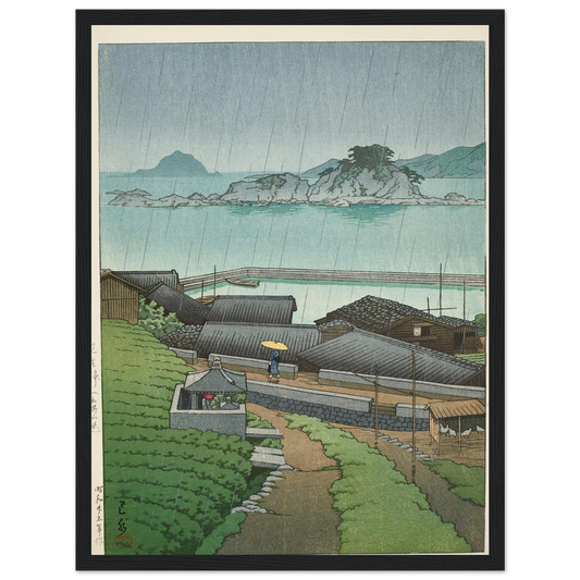 Mirozu, Wakayama Prefecture (1950) Art Print | Kawase Hasui - Framed Poster - 30x40 cm / 12x16″ - Black frame