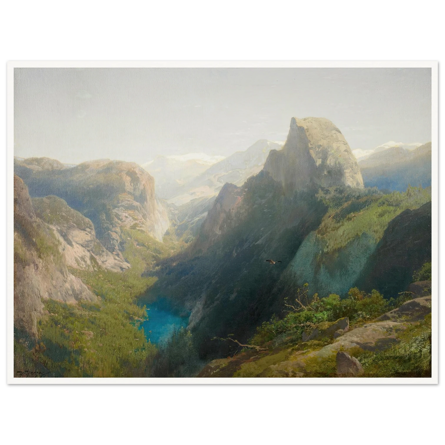 Mirror Lake, Yosemite (1874-1875) Art Print | Hermann Ottomar Herzog - Framed Poster - 30x40 cm / 12x16″ - Black frame