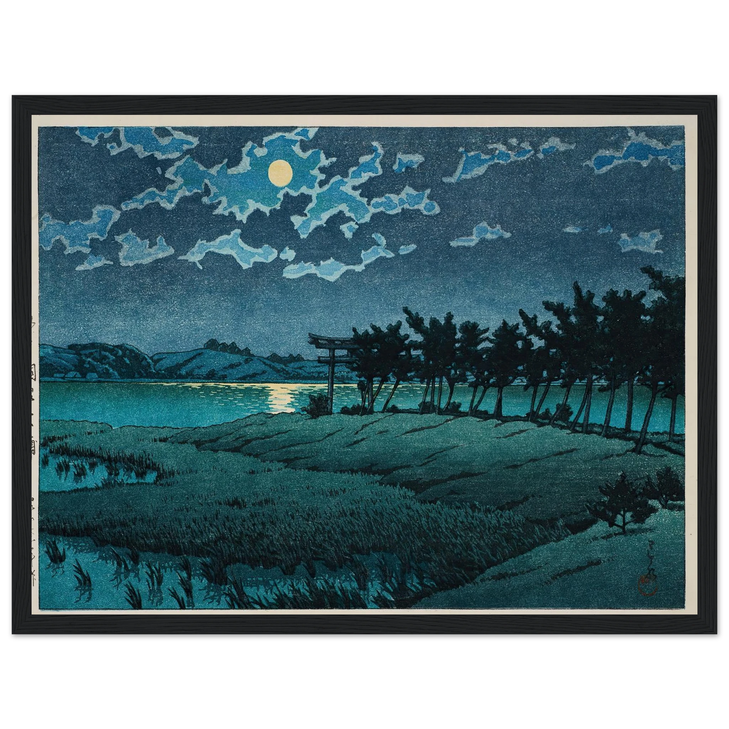 Mito, Hinuma, Hiroura (1946) Art Print | Kawase Hasui - Framed Poster - 30x40 cm / 12x16″ - Black frame