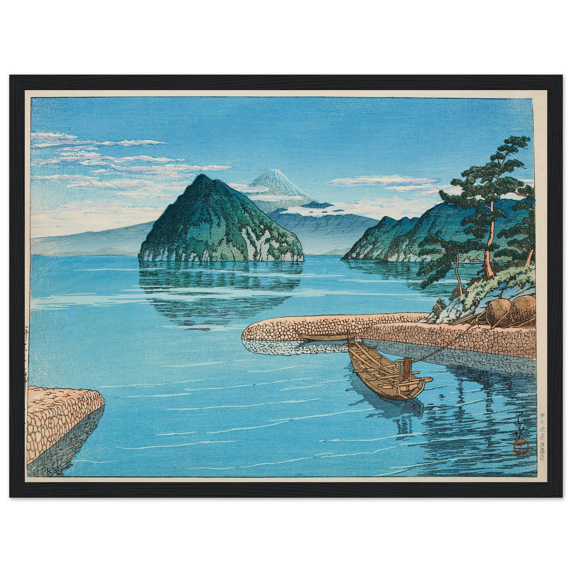 Mito, Izu (1930) Art Print | Kawase Hasui - Framed Poster - 30x40 cm / 12x16″ - Black frame