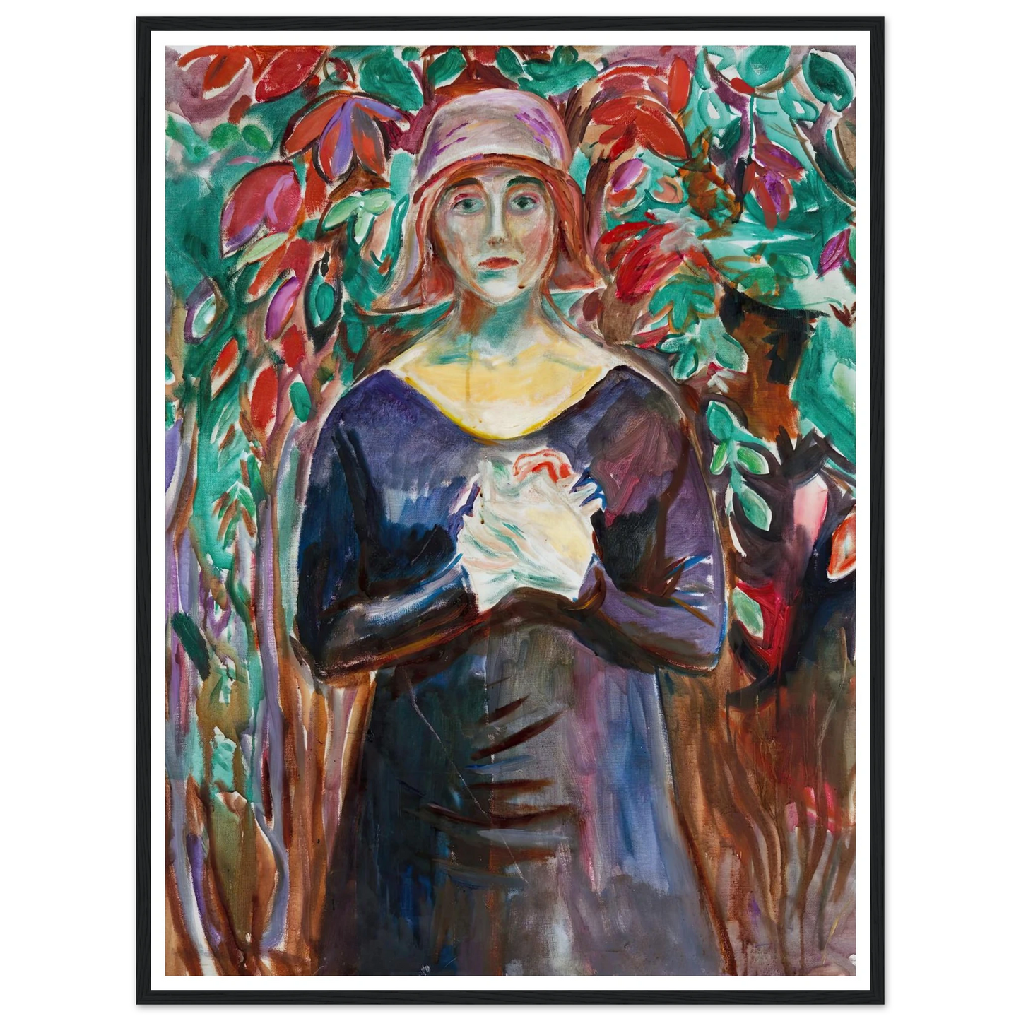 Model in the Garden (1930) Art Print | Edvard Munch - Framed Poster - 30x40 cm / 12x16″ - Black frame