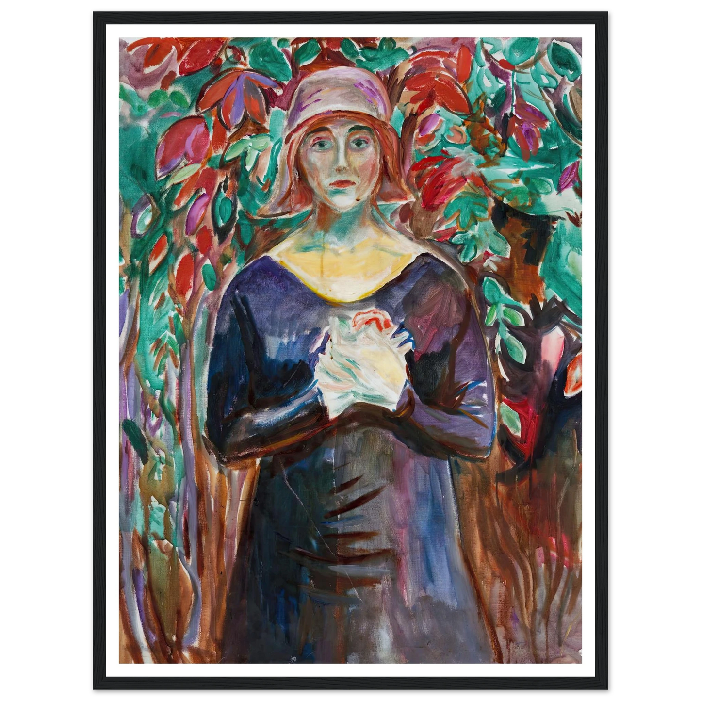 Model in the Garden (1930) Art Print | Edvard Munch - Framed Poster - 30x40 cm / 12x16″ - Black frame