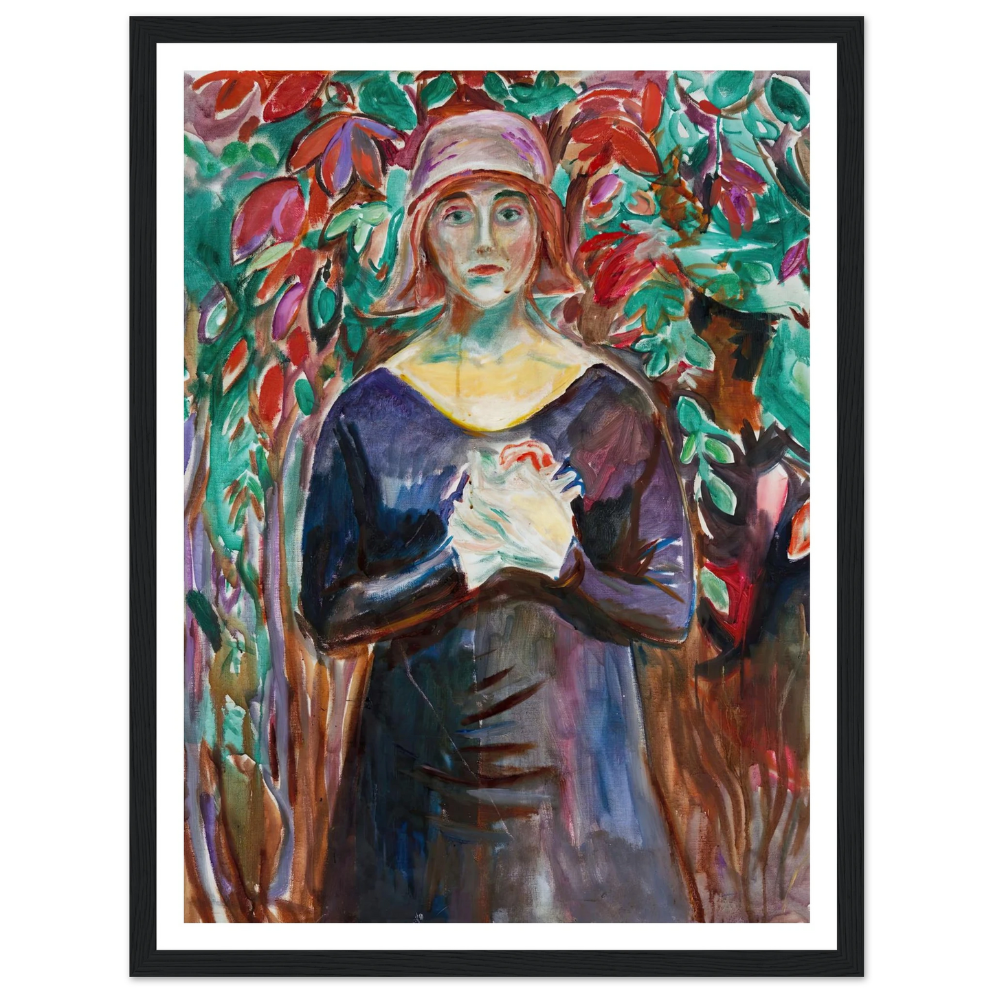 Model in the Garden (1930) Art Print | Edvard Munch - Framed Poster - 30x40 cm / 12x16″ - Black frame
