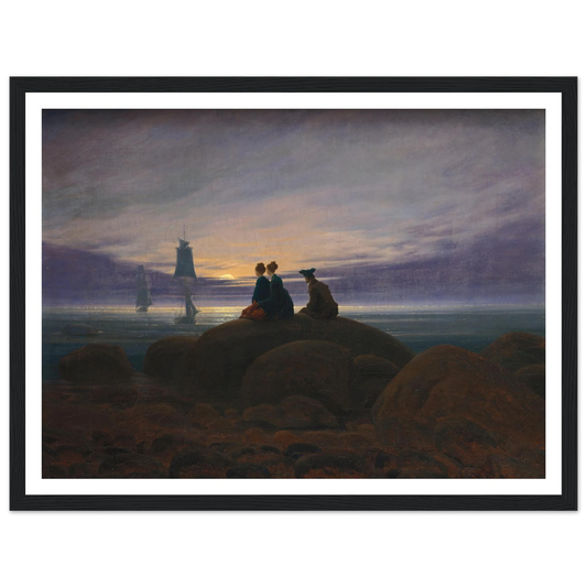 Mondaufgang am Meer Art Print | Caspar David Friedrich - Framed Poster - 30x40 cm / 12x16″ - Black frame