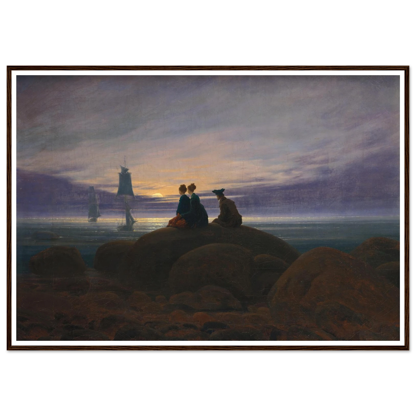 Mondaufgang am Meer Art Print | Caspar David Friedrich - Framed Poster - 30x40 cm / 12x16″ - Black frame