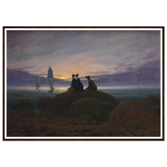 Mondaufgang am Meer Art Print | Caspar David Friedrich - Framed Poster - 30x40 cm / 12x16″ - Black frame