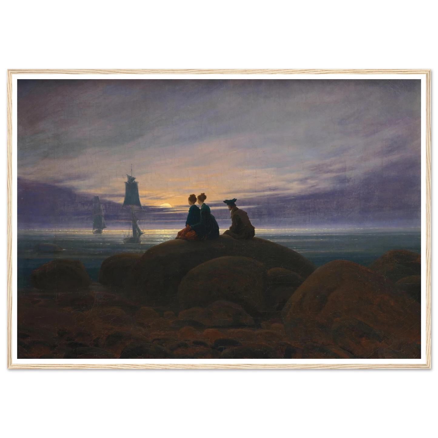 Mondaufgang am Meer Art Print | Caspar David Friedrich - Framed Poster - 30x40 cm / 12x16″ - Black frame