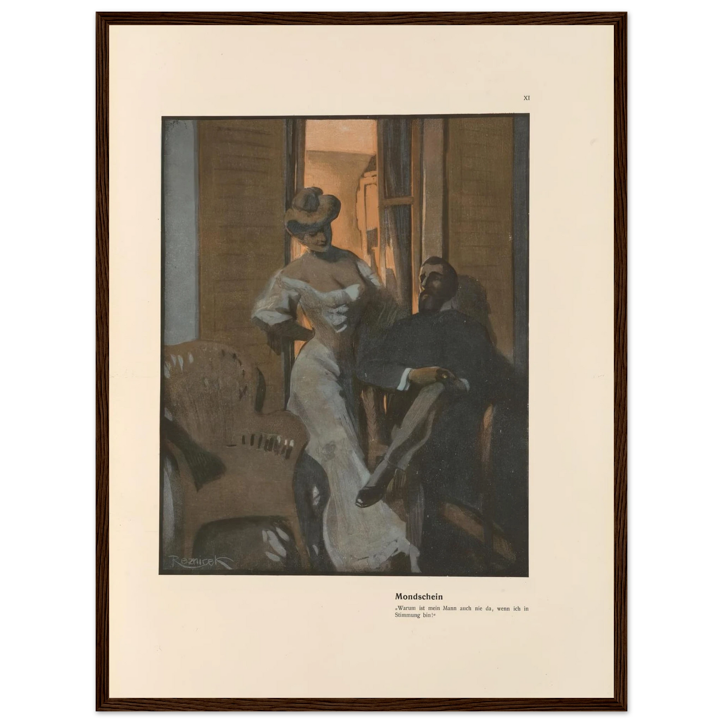 Mondschein (1908) Art Print | Ferdinand Freiherr von Reznicek - Framed Poster - 30x40 cm / 12x16″ - Black frame