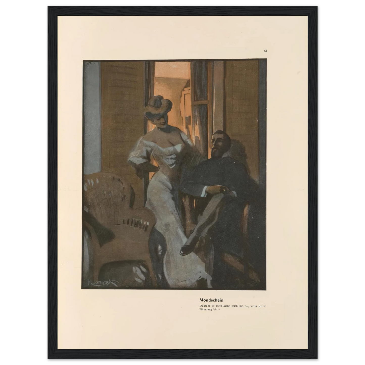 Mondschein (1908) Art Print | Ferdinand Freiherr von Reznicek - Framed Poster - 30x40 cm / 12x16″ - Black frame