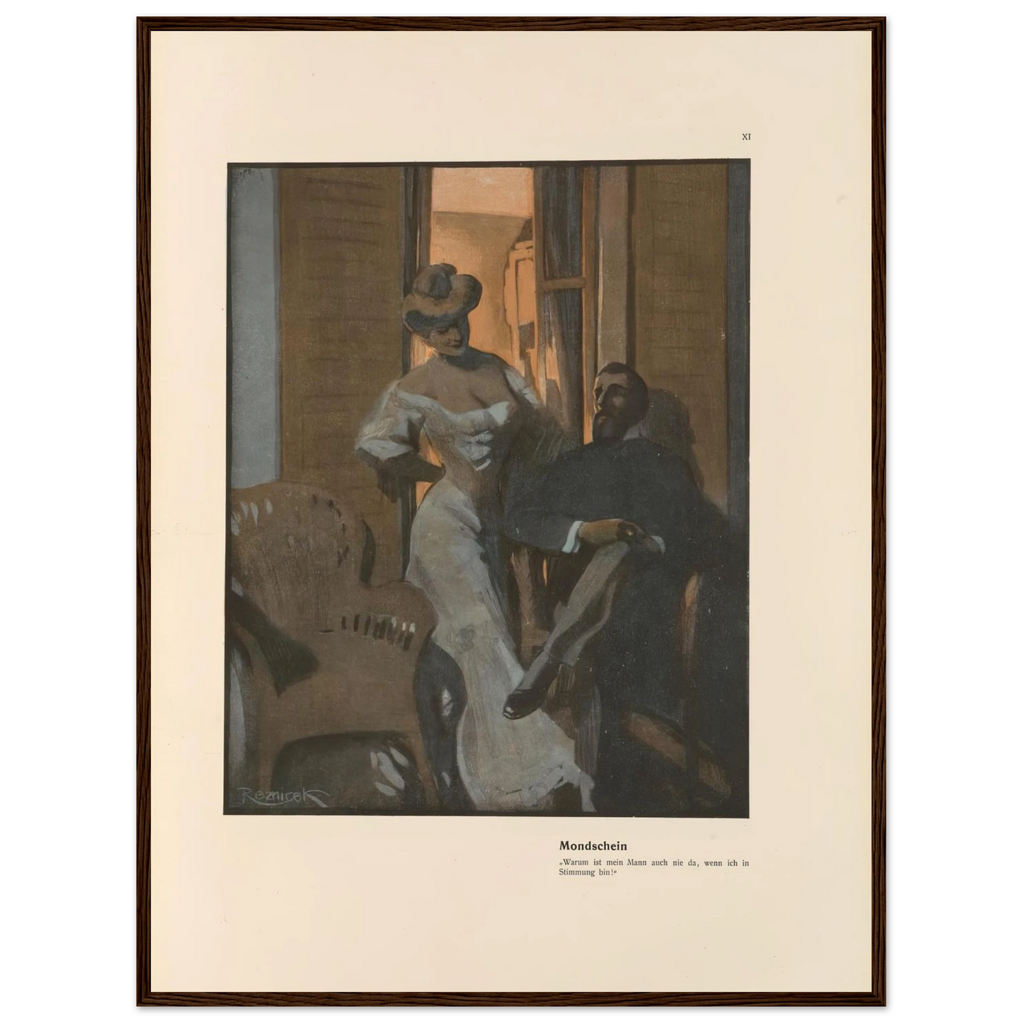 Mondschein (1908) Art Print | Ferdinand Freiherr von Reznicek - Framed Poster - 30x40 cm / 12x16″ - Black frame
