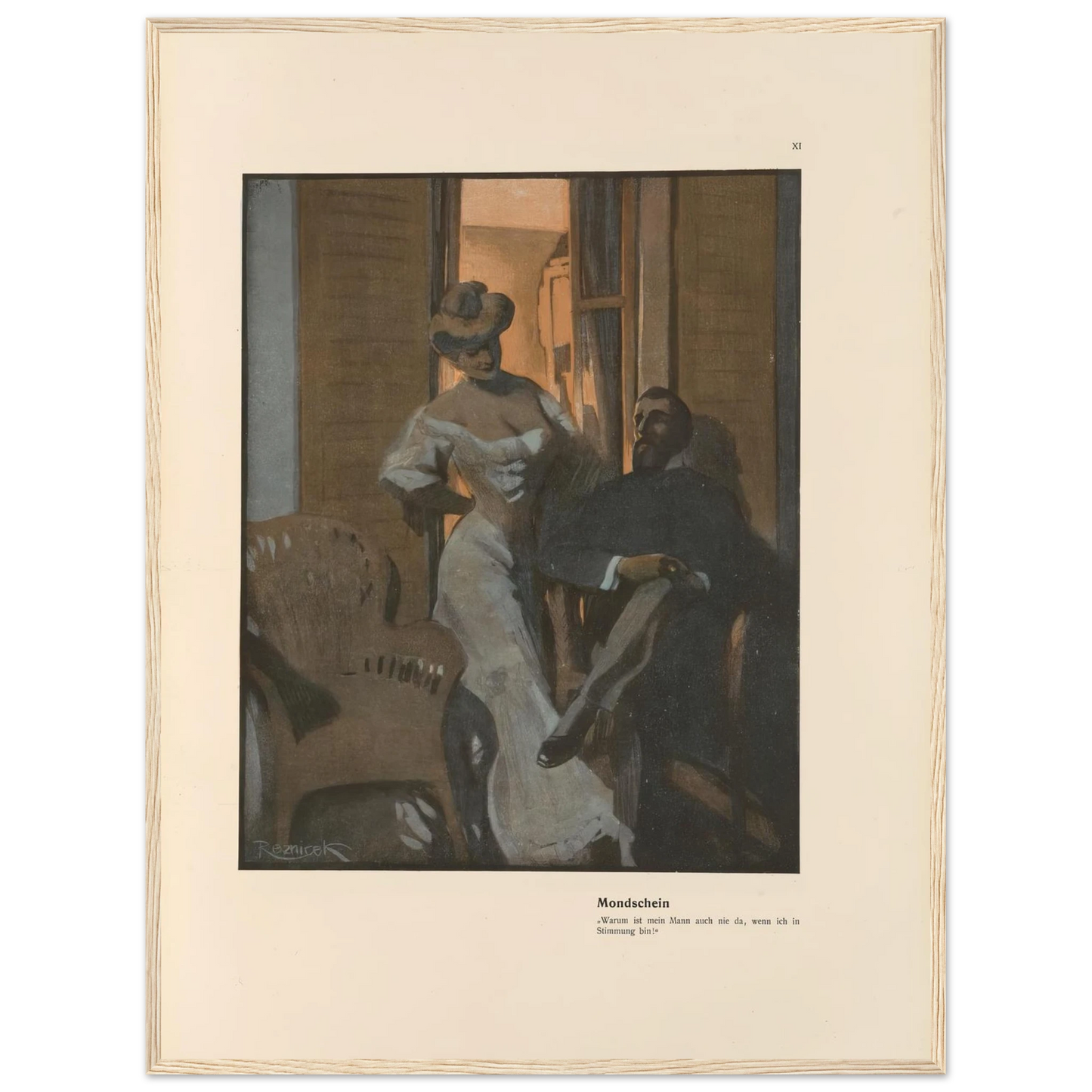 Mondschein (1908) Art Print | Ferdinand Freiherr von Reznicek - Framed Poster - 30x40 cm / 12x16″ - Black frame
