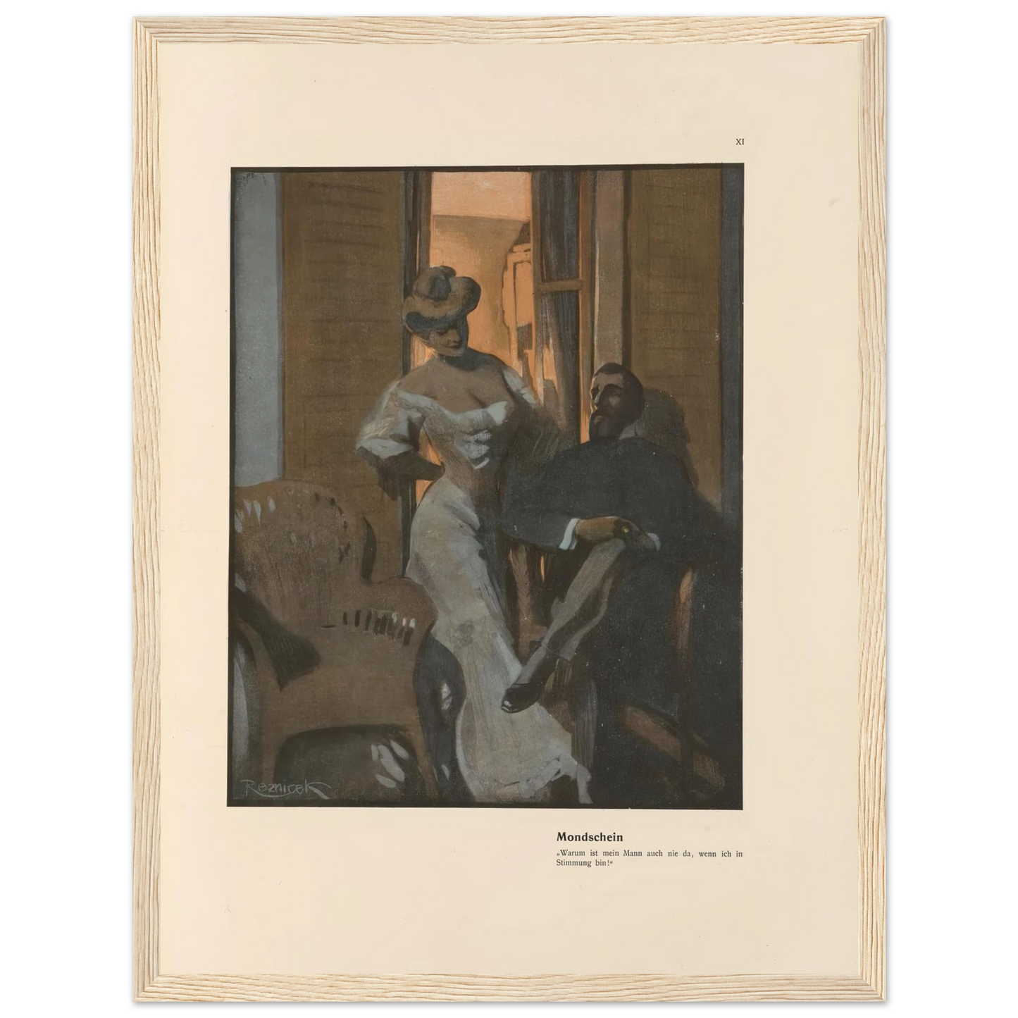 Mondschein (1908) Art Print | Ferdinand Freiherr von Reznicek - Framed Poster - 30x40 cm / 12x16″ - Black frame