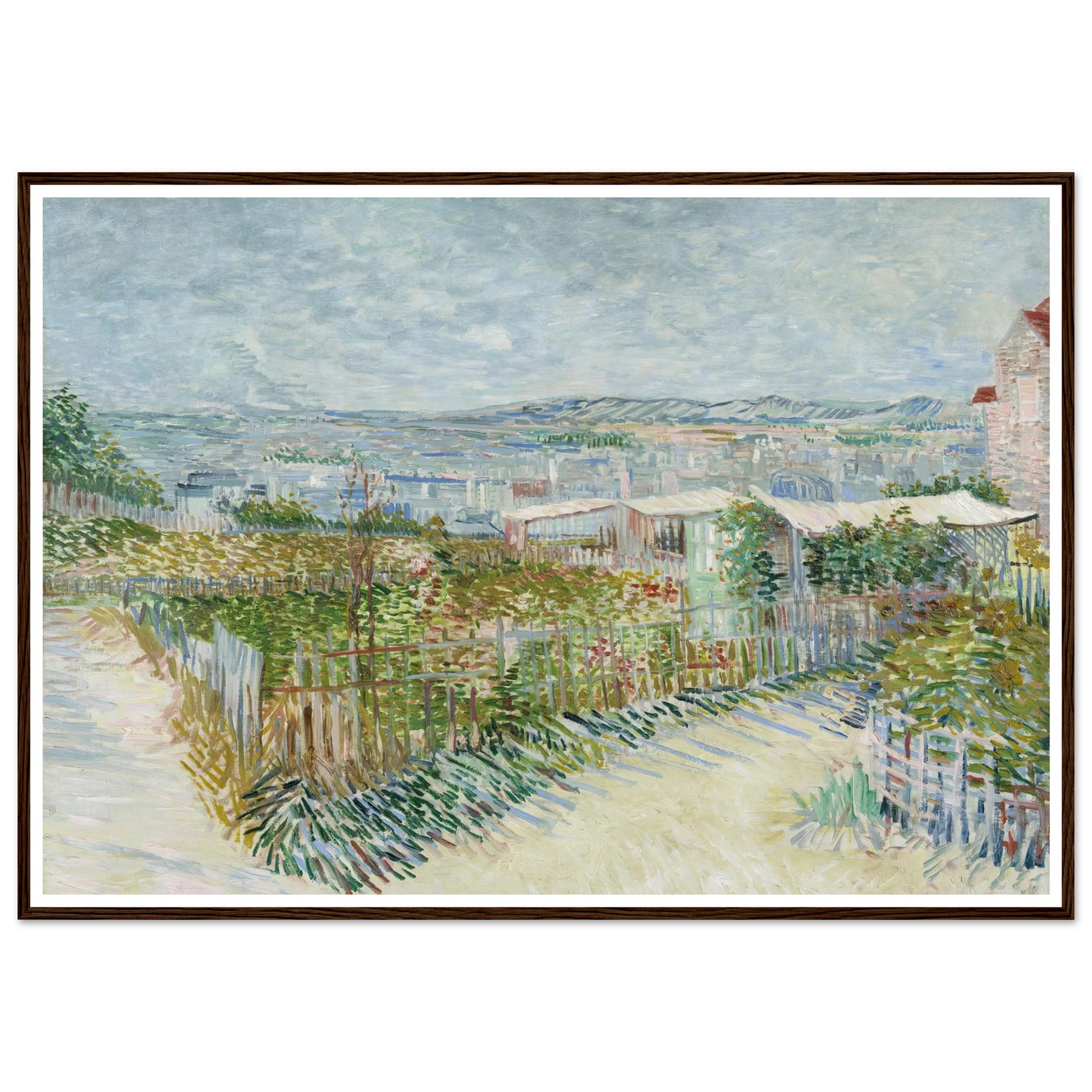 Montmartre; behind the Moulin de la Galette (1887) Art Print | Vincent van Gogh - Framed Poster - 30x40 cm / 12x16″ - Black frame