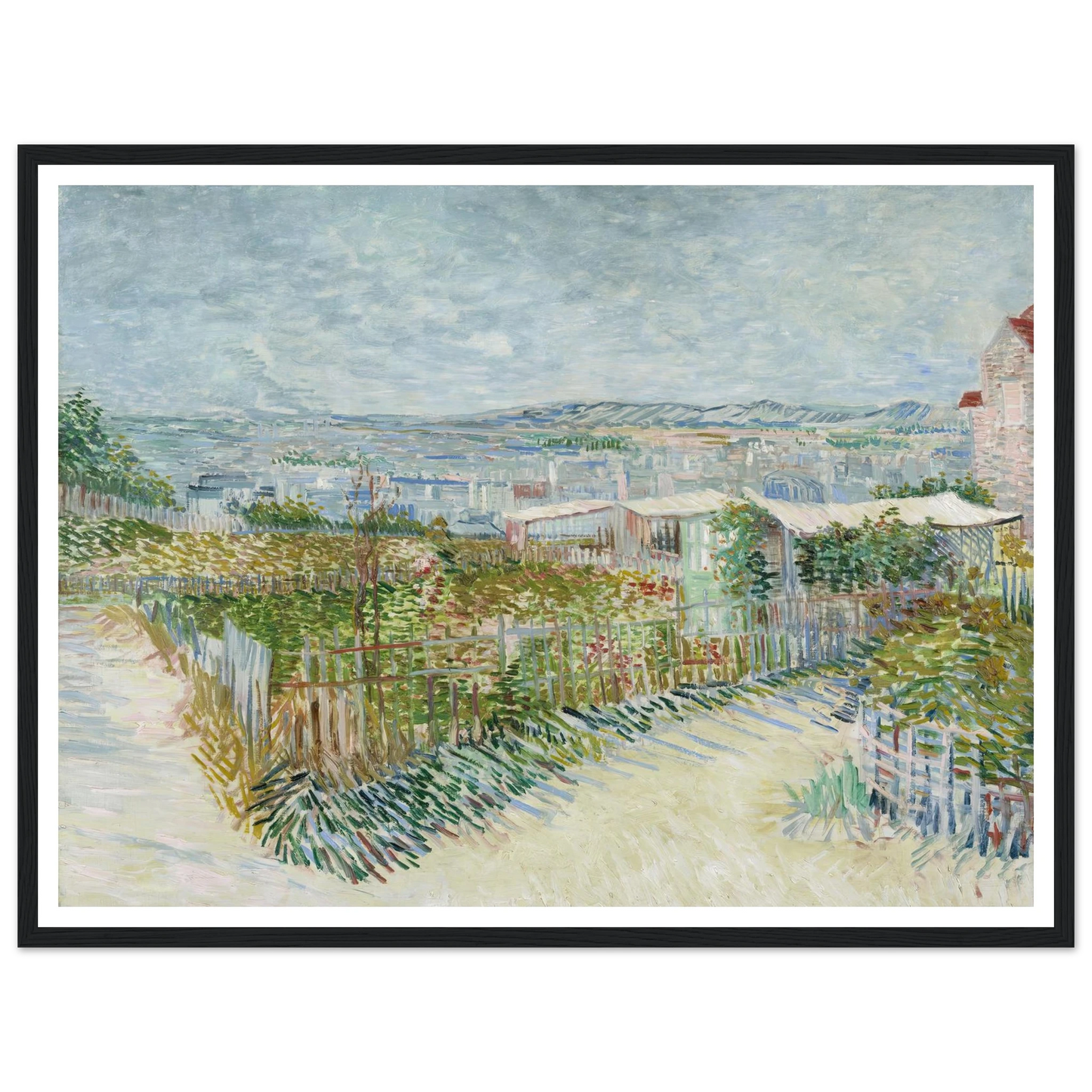 Montmartre; behind the Moulin de la Galette (1887) Art Print | Vincent van Gogh - Framed Poster - 30x40 cm / 12x16″ - Black frame