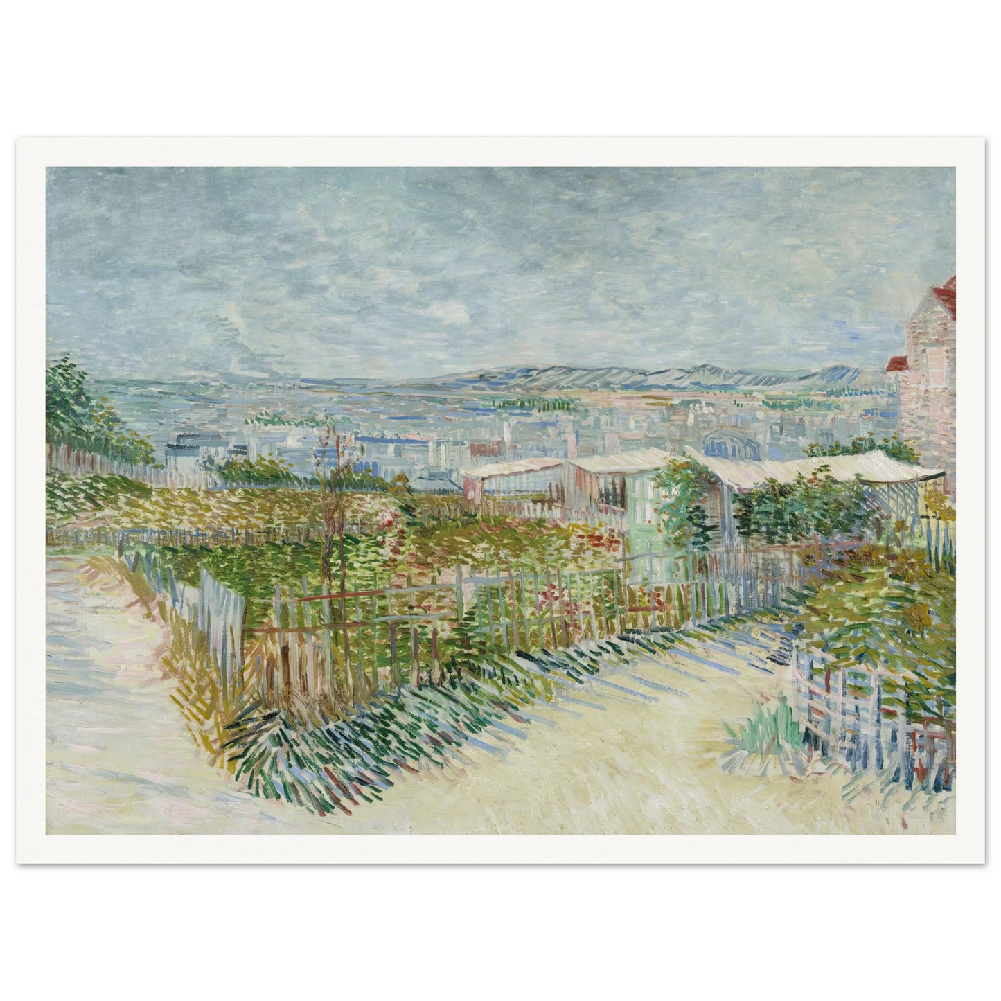 Montmartre; behind the Moulin de la Galette (1887) Art Print | Vincent van Gogh - Framed Poster - 30x40 cm / 12x16″ - Black frame