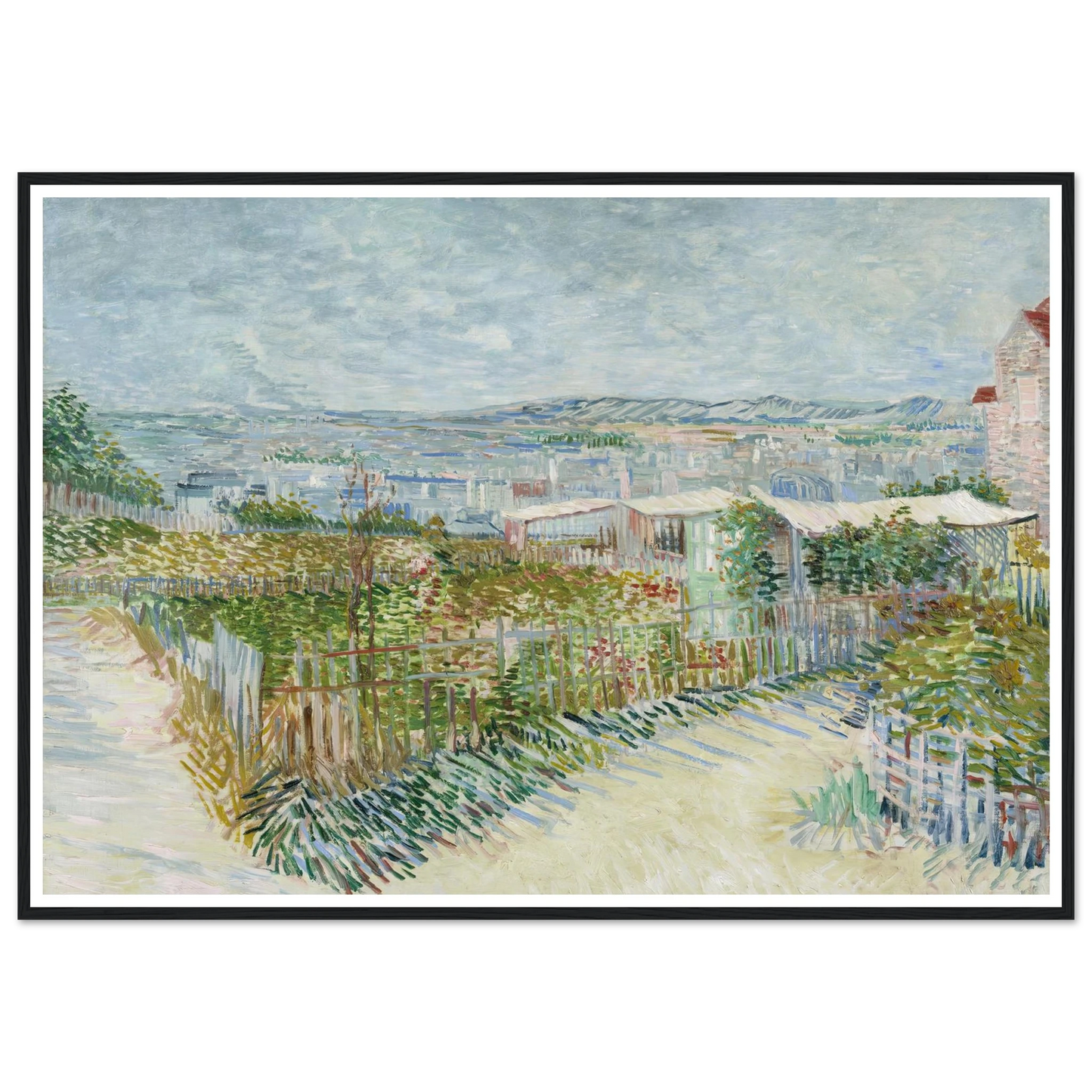 Montmartre; behind the Moulin de la Galette (1887) Art Print | Vincent van Gogh - Framed Poster - 30x40 cm / 12x16″ - Black frame