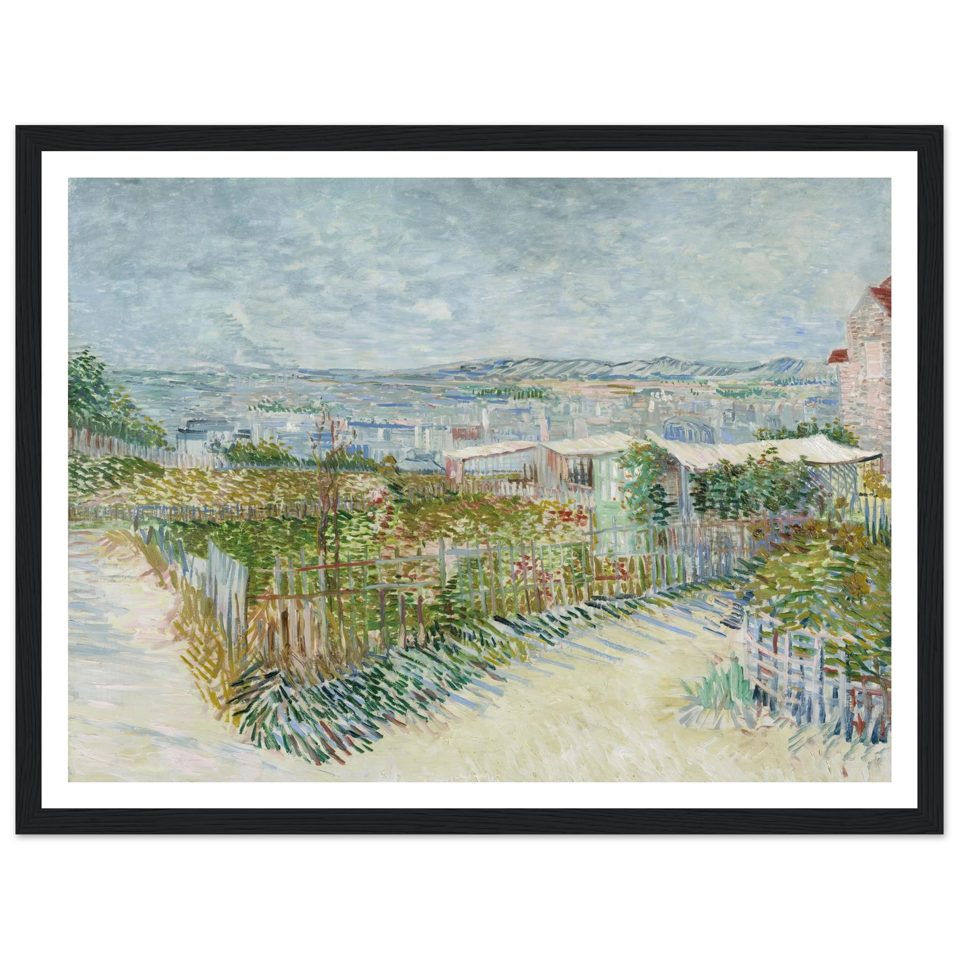 Montmartre; behind the Moulin de la Galette (1887) Art Print | Vincent van Gogh - Framed Poster - 30x40 cm / 12x16″ - Black frame