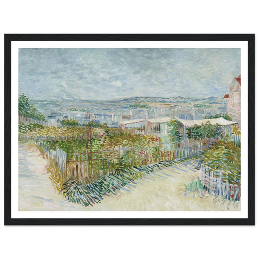 Montmartre; behind the Moulin de la Galette (1887) Art Print | Vincent van Gogh - Framed Poster - 30x40 cm / 12x16″ - Black frame