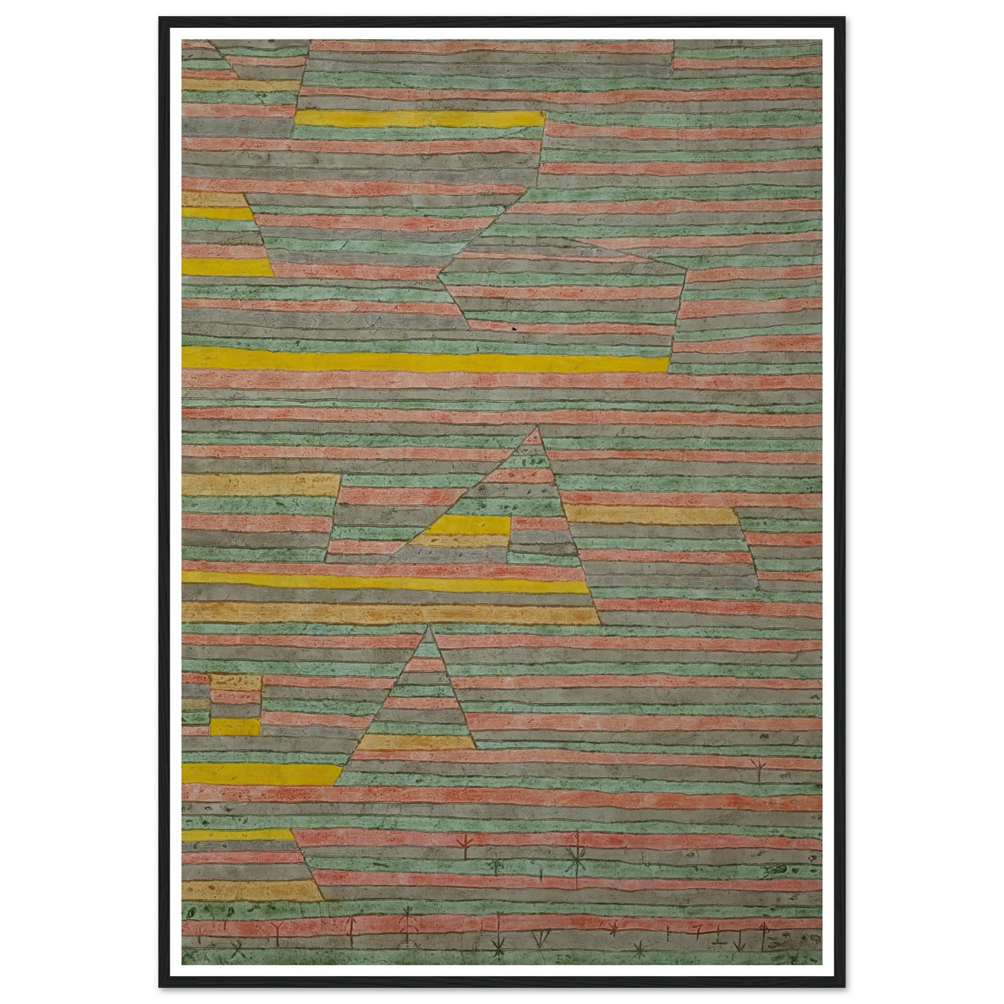 Monuments at G. (1929) Art Print | Paul Klee - Framed Poster - 30x40 cm / 12x16″ - Black frame