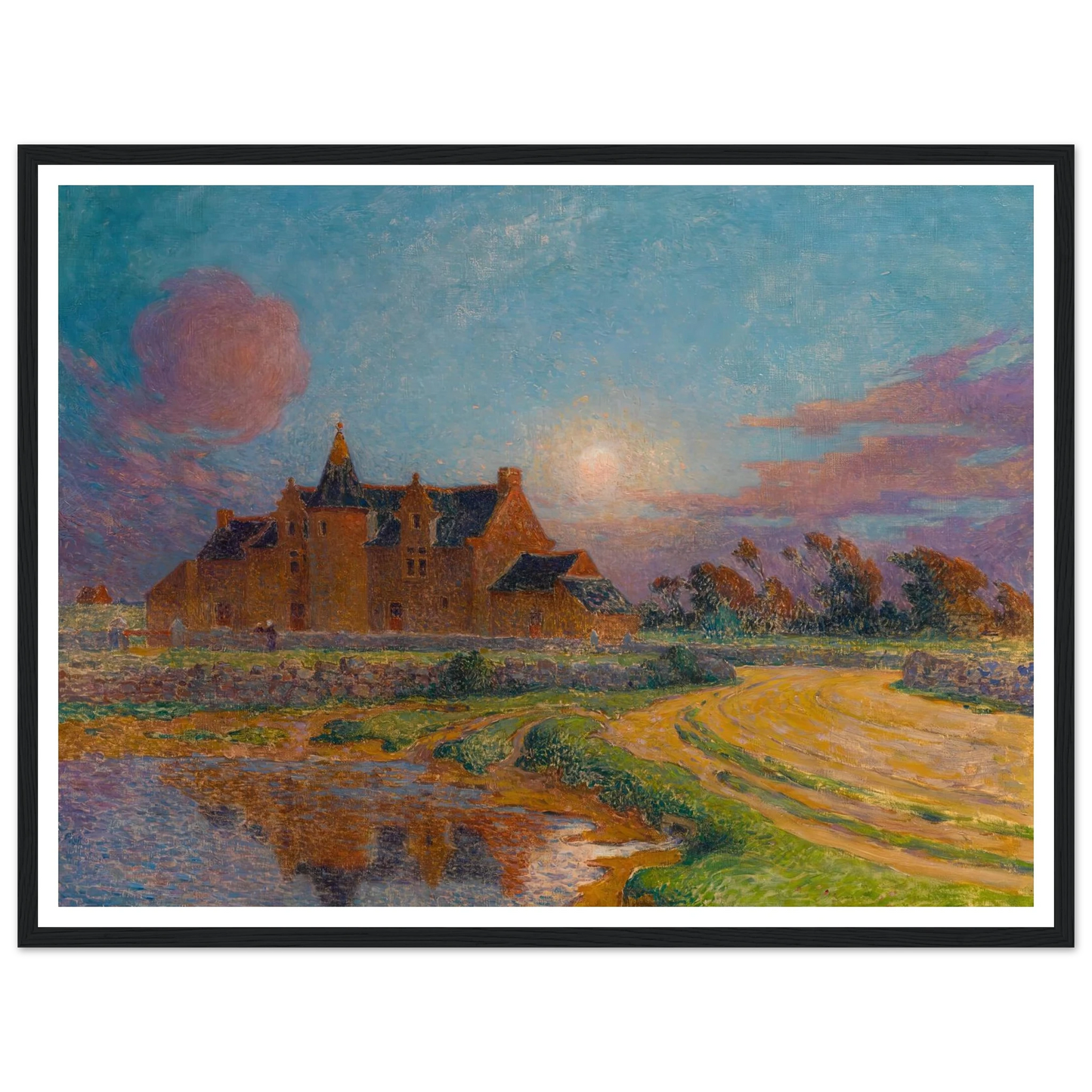 Moon Clear Over Kervaudu Art Print | Ferdinand du Puigaudeau - Framed Poster - 30x40 cm / 12x16″ - Black frame