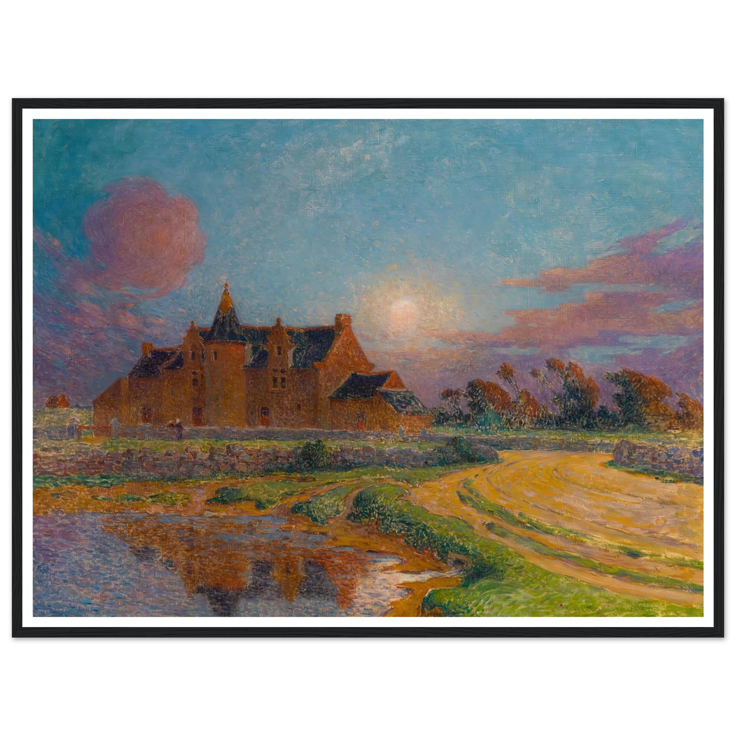 Moon Clear Over Kervaudu Art Print | Ferdinand du Puigaudeau - Framed Poster - 30x40 cm / 12x16″ - Black frame