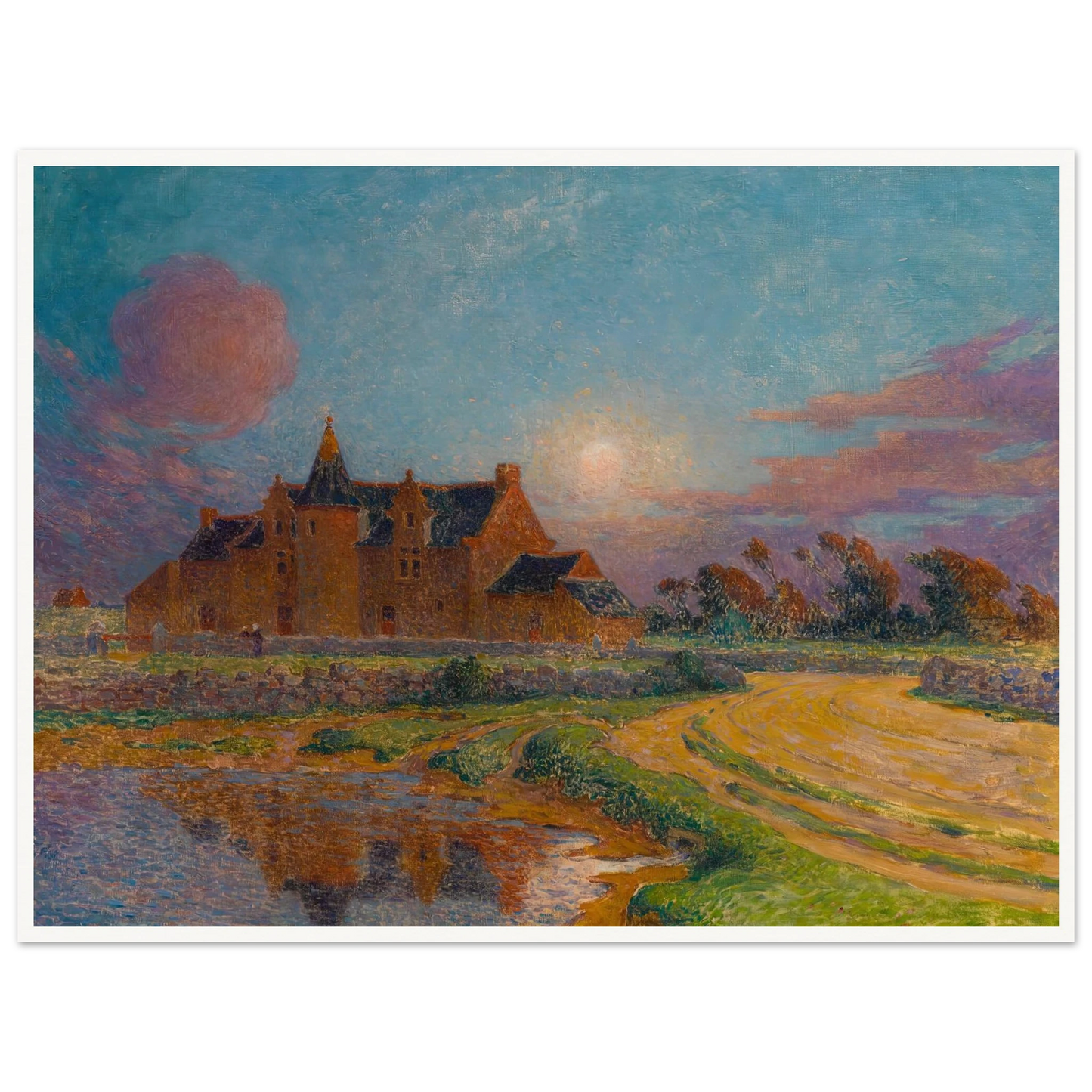 Moon Clear Over Kervaudu Art Print | Ferdinand du Puigaudeau - Framed Poster - 30x40 cm / 12x16″ - Black frame