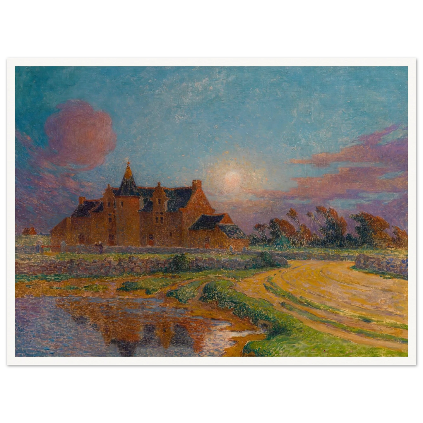 Moon Clear Over Kervaudu Art Print | Ferdinand du Puigaudeau - Framed Poster - 30x40 cm / 12x16″ - Black frame