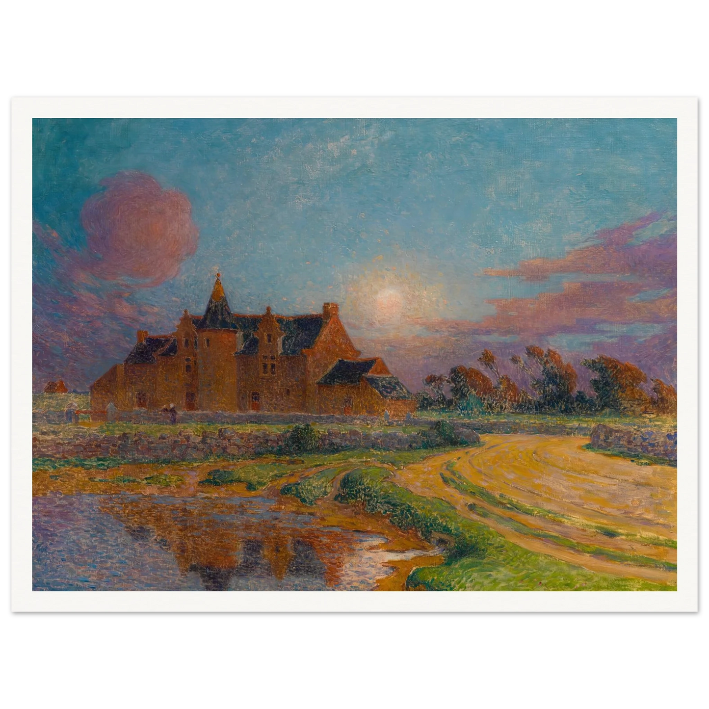 Moon Clear Over Kervaudu Art Print | Ferdinand du Puigaudeau - Framed Poster - 30x40 cm / 12x16″ - Black frame