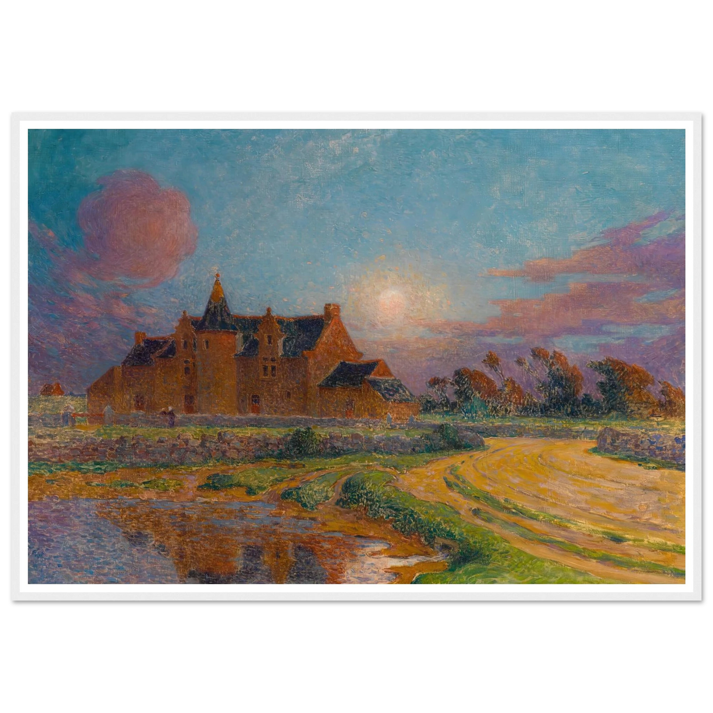 Moon Clear Over Kervaudu Art Print | Ferdinand du Puigaudeau - Framed Poster - 30x40 cm / 12x16″ - Black frame