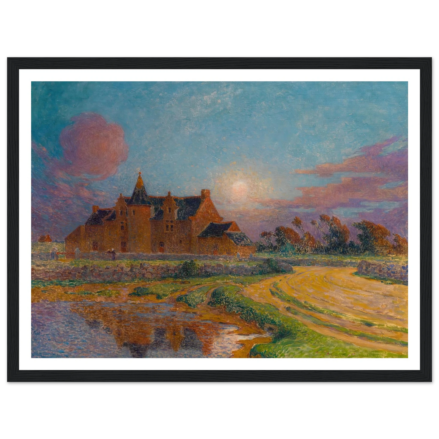 Moon Clear Over Kervaudu Art Print | Ferdinand du Puigaudeau - Framed Poster - 30x40 cm / 12x16″ - Black frame