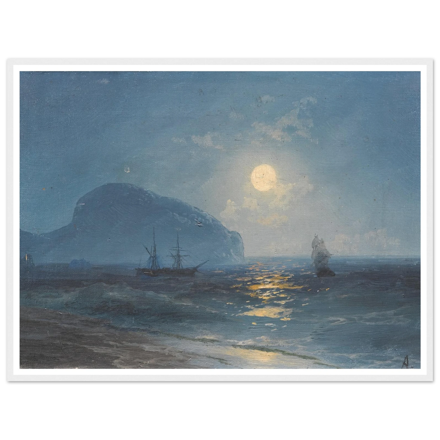 Moonlight (1899) Art Print | Ivan Konstantinovich Aivazovsky - Framed Poster - 30x40 cm / 12x16″ - Black frame