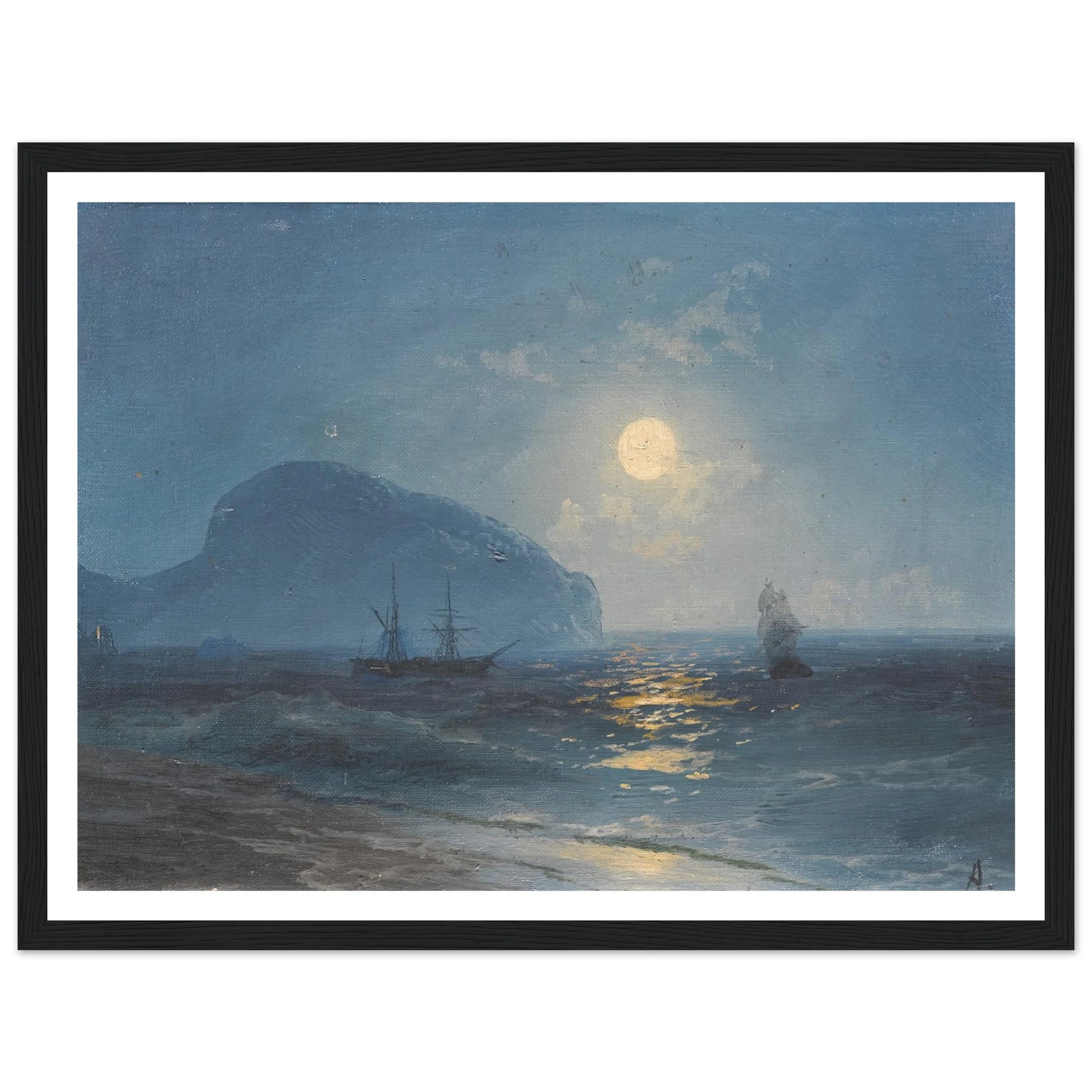 Moonlight (1899) Art Print | Ivan Konstantinovich Aivazovsky - Framed Poster - 30x40 cm / 12x16″ - Black frame