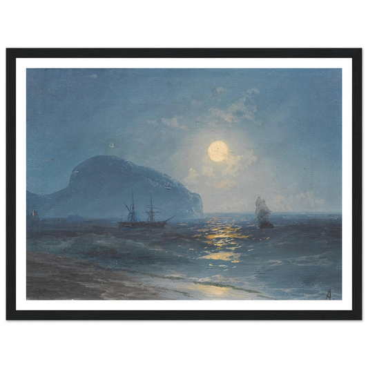Moonlight (1899) Art Print | Ivan Konstantinovich Aivazovsky - Framed Poster - 30x40 cm / 12x16″ - Black frame