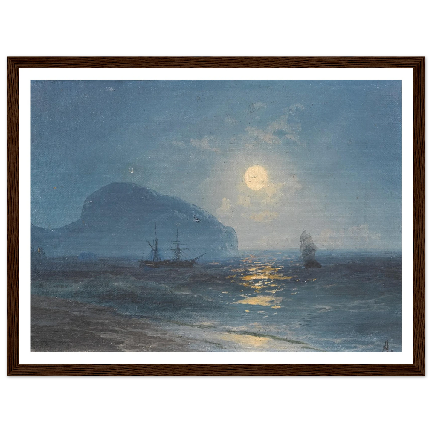 Moonlight (1899) Art Print | Ivan Konstantinovich Aivazovsky - Framed Poster - 30x40 cm / 12x16″ - Black frame