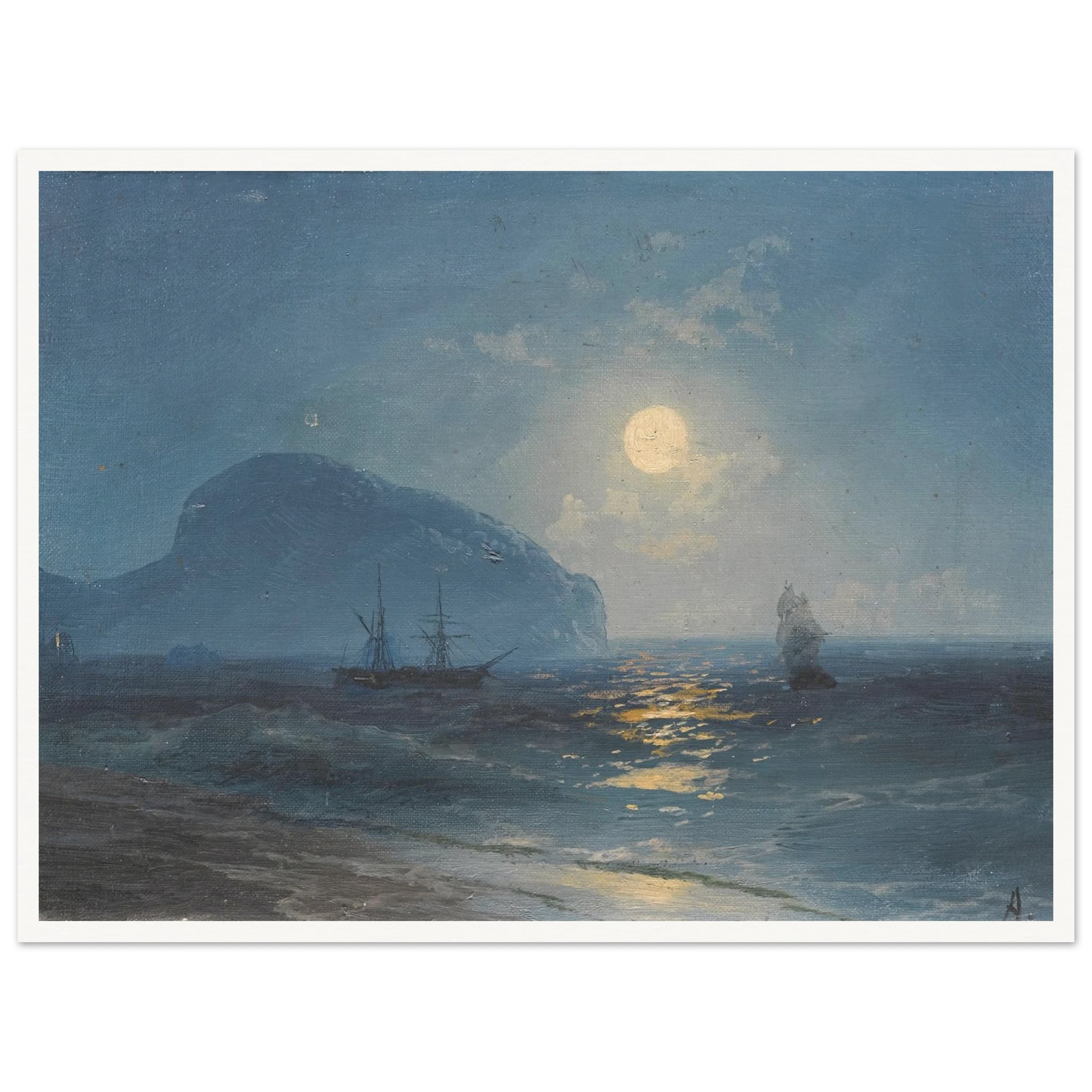 Moonlight (1899) Art Print | Ivan Konstantinovich Aivazovsky - Framed Poster - 30x40 cm / 12x16″ - Black frame