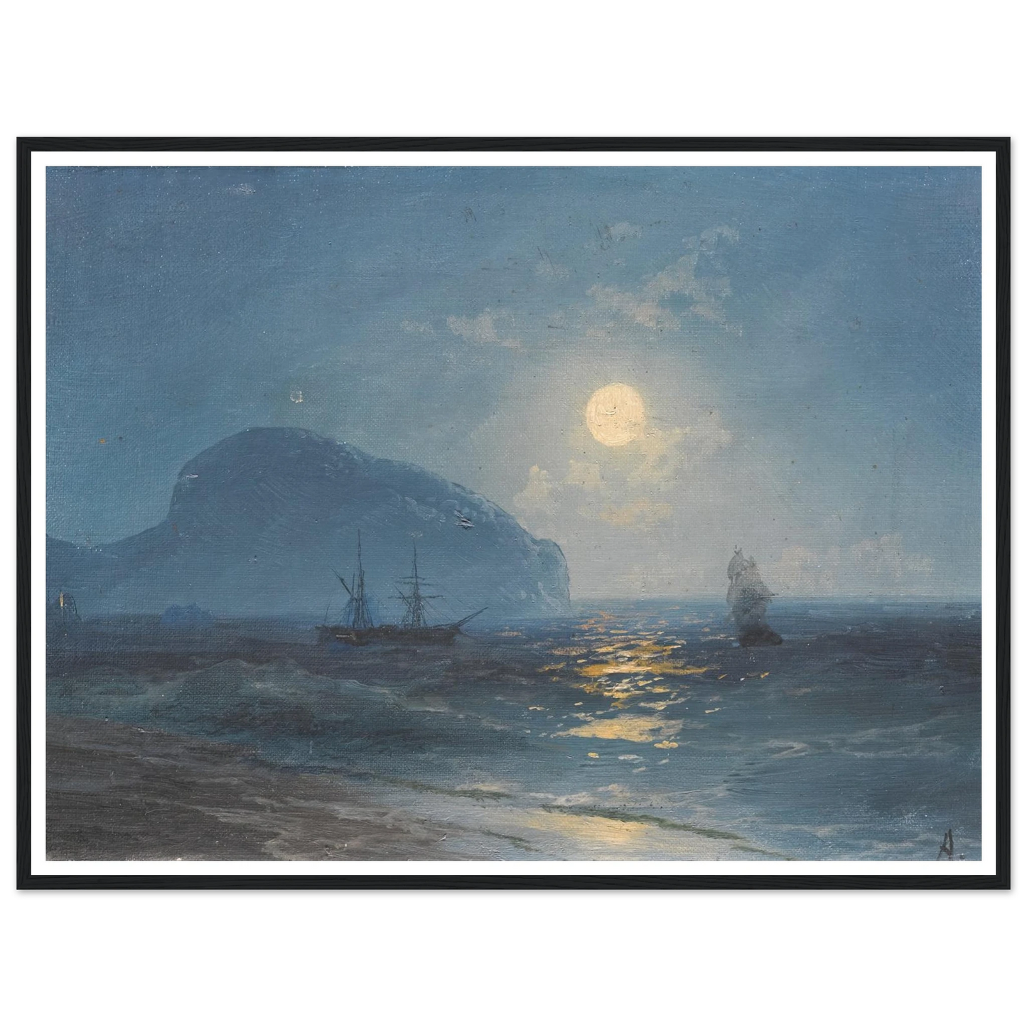 Moonlight (1899) Art Print | Ivan Konstantinovich Aivazovsky - Framed Poster - 30x40 cm / 12x16″ - Black frame