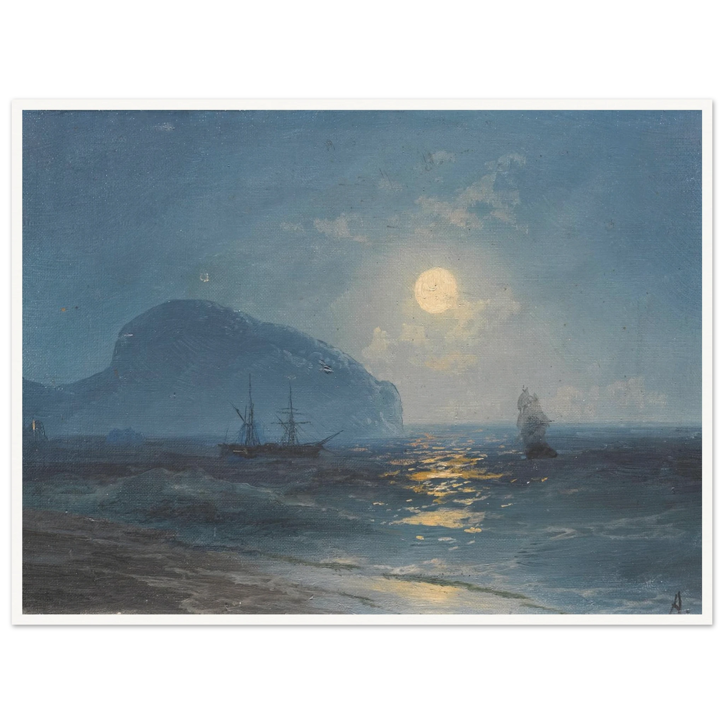 Moonlight (1899) Art Print | Ivan Konstantinovich Aivazovsky - Framed Poster - 30x40 cm / 12x16″ - Black frame