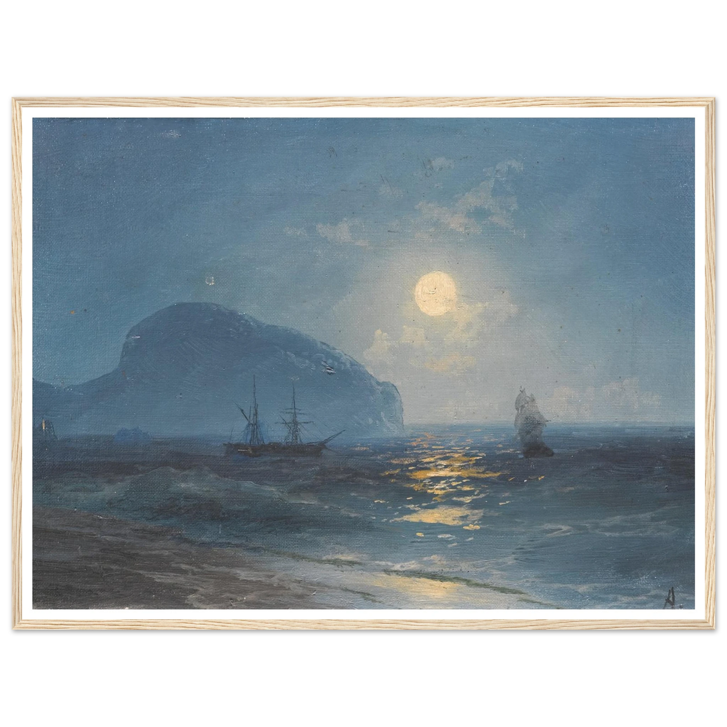 Moonlight (1899) Art Print | Ivan Konstantinovich Aivazovsky - Framed Poster - 30x40 cm / 12x16″ - Black frame