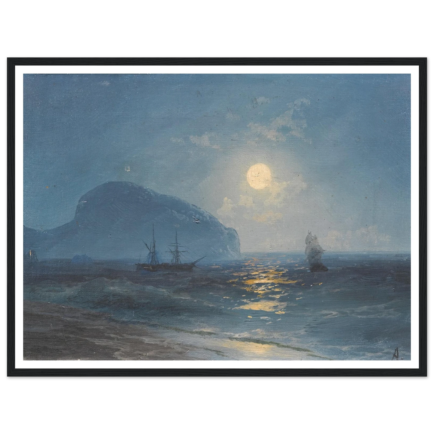 Moonlight (1899) Art Print | Ivan Konstantinovich Aivazovsky - Framed Poster - 30x40 cm / 12x16″ - Black frame