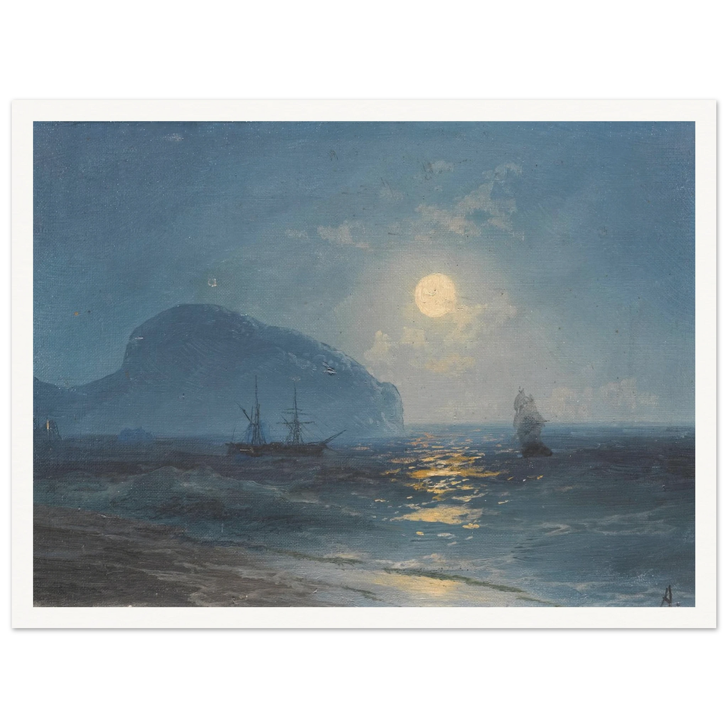 Moonlight (1899) Art Print | Ivan Konstantinovich Aivazovsky - Framed Poster - 30x40 cm / 12x16″ - Black frame