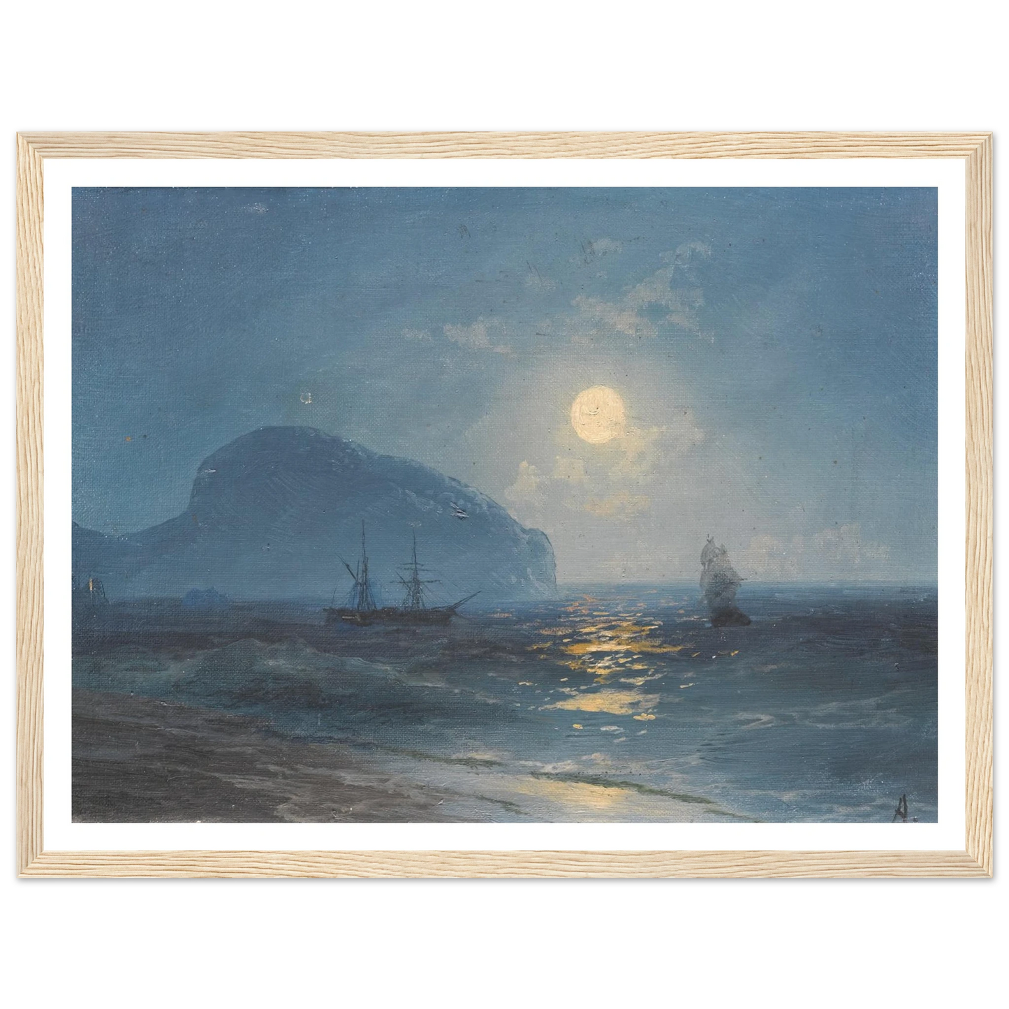 Moonlight (1899) Art Print | Ivan Konstantinovich Aivazovsky - Framed Poster - 30x40 cm / 12x16″ - Black frame