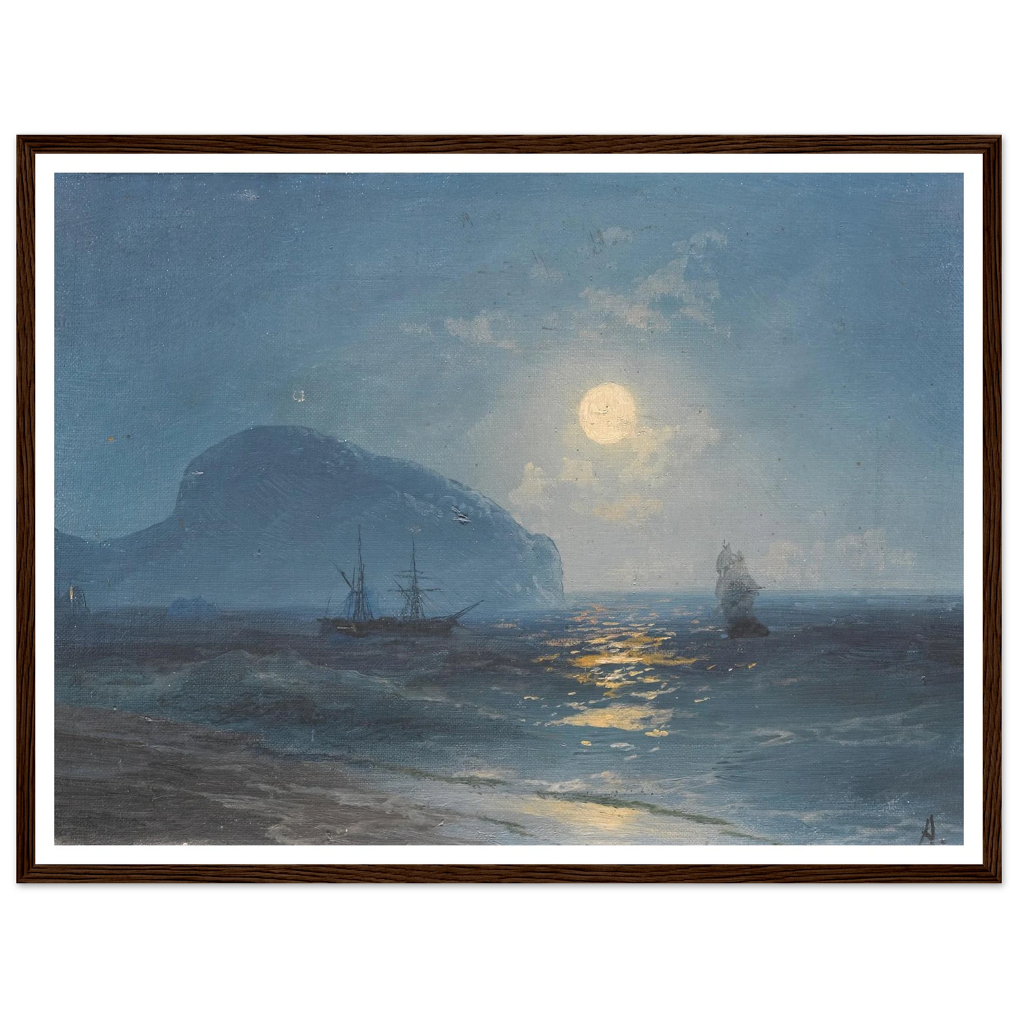 Moonlight (1899) Art Print | Ivan Konstantinovich Aivazovsky - Framed Poster - 30x40 cm / 12x16″ - Black frame