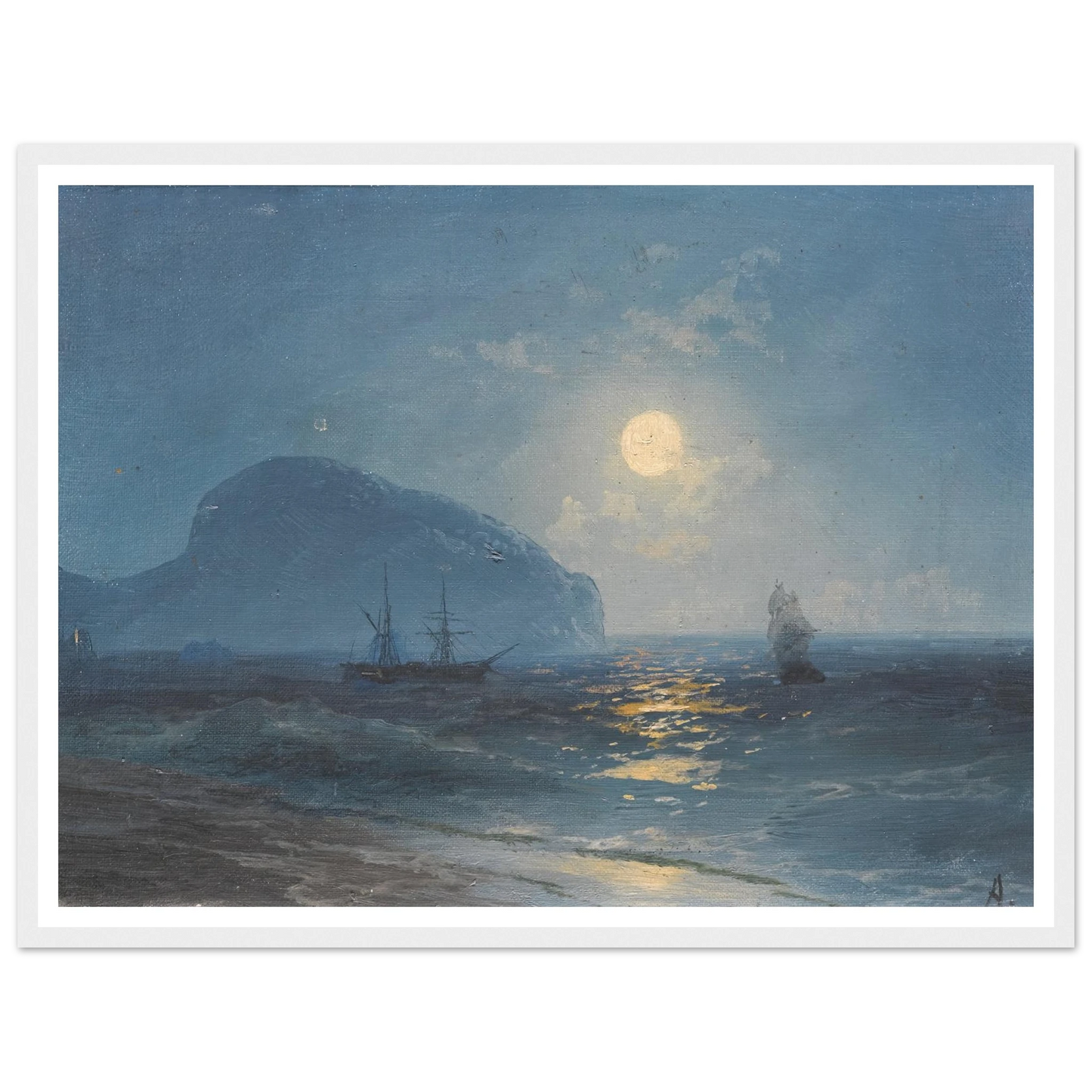 Moonlight (1899) Art Print | Ivan Konstantinovich Aivazovsky - Framed Poster - 30x40 cm / 12x16″ - Black frame
