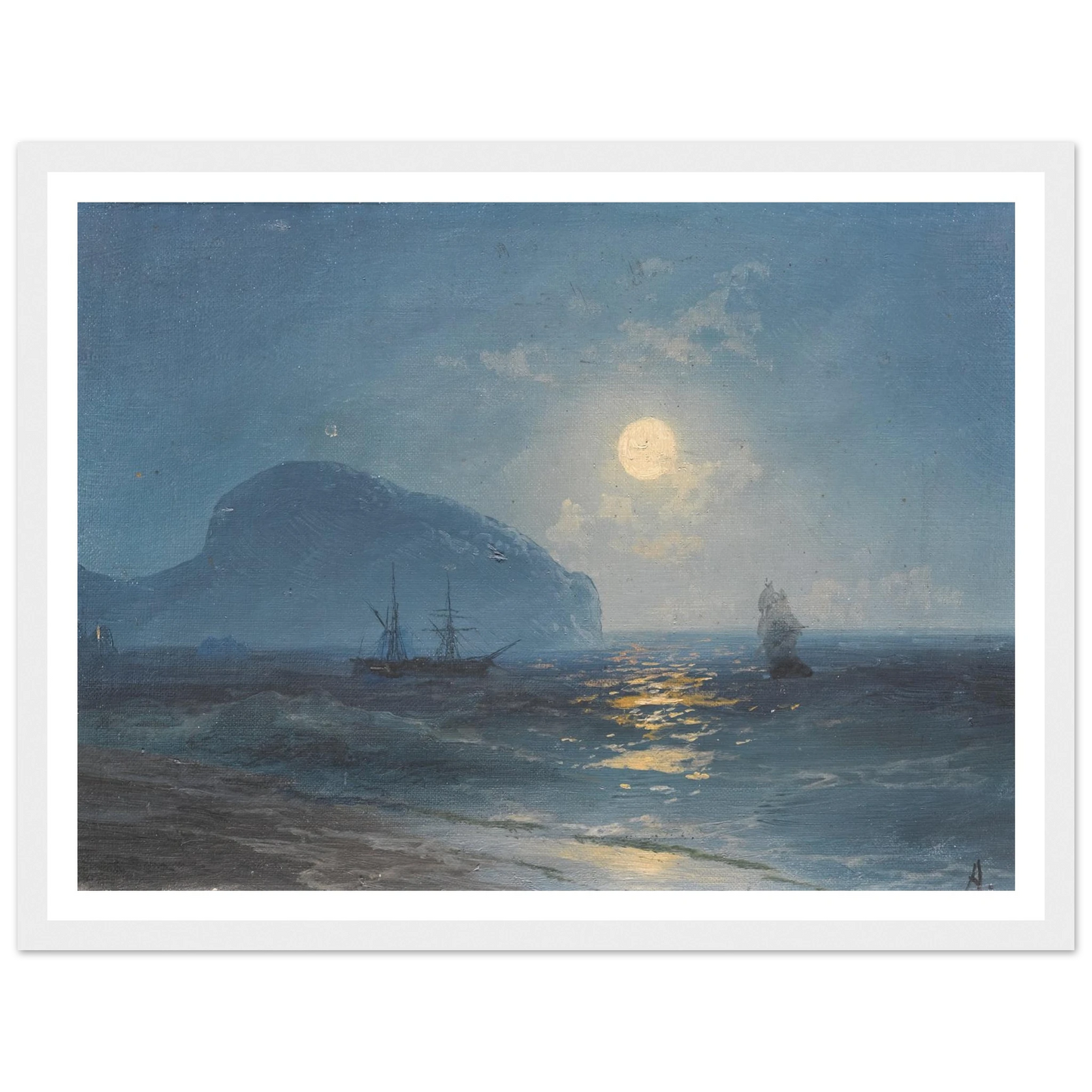 Moonlight (1899) Art Print | Ivan Konstantinovich Aivazovsky - Framed Poster - 30x40 cm / 12x16″ - Black frame