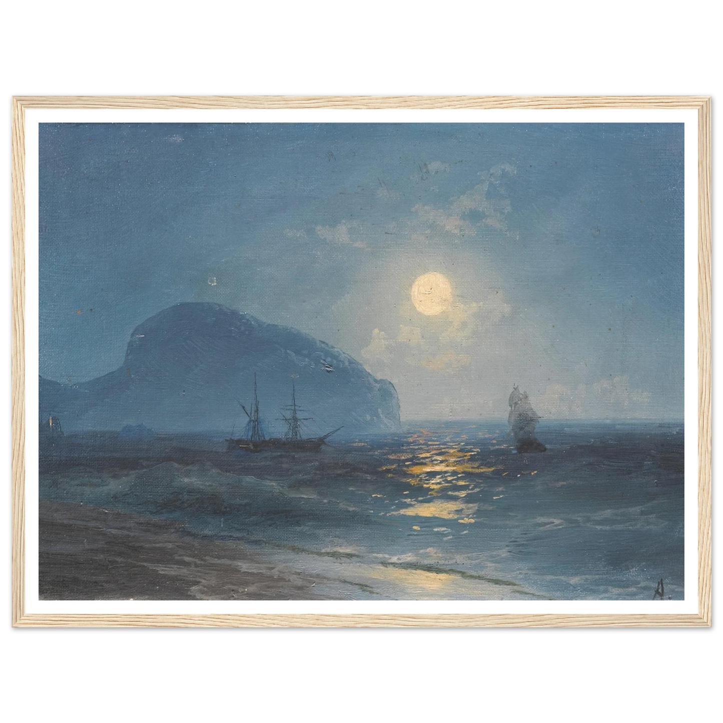 Moonlight (1899) Art Print | Ivan Konstantinovich Aivazovsky - Framed Poster - 30x40 cm / 12x16″ - Black frame